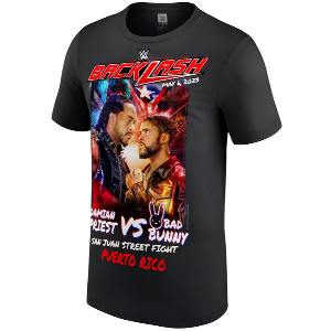 WWE 백래쉬[Bad Bunny vs. Damian Priest]특별판 티셔츠 (XL,2XL 품절)